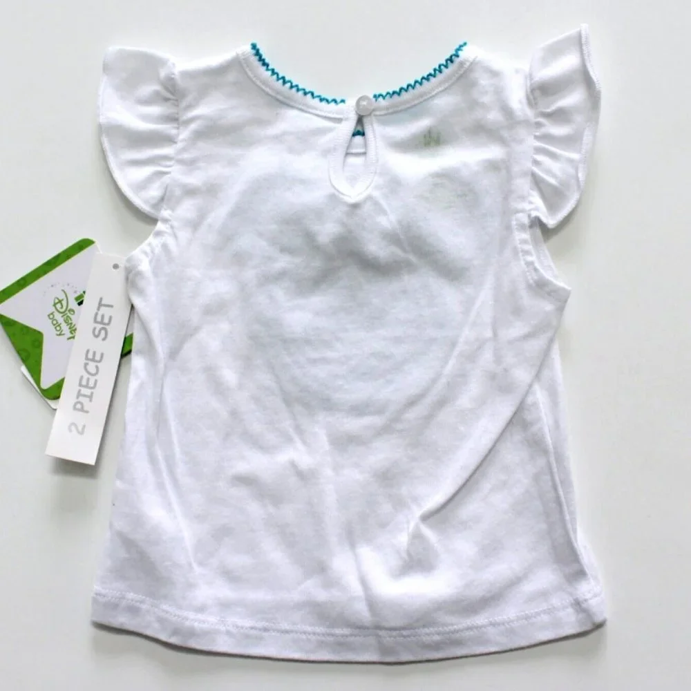 Disney Baby Minnie Mouse White Top and Blue Ruffle Mesh Skirt Size 6 Months